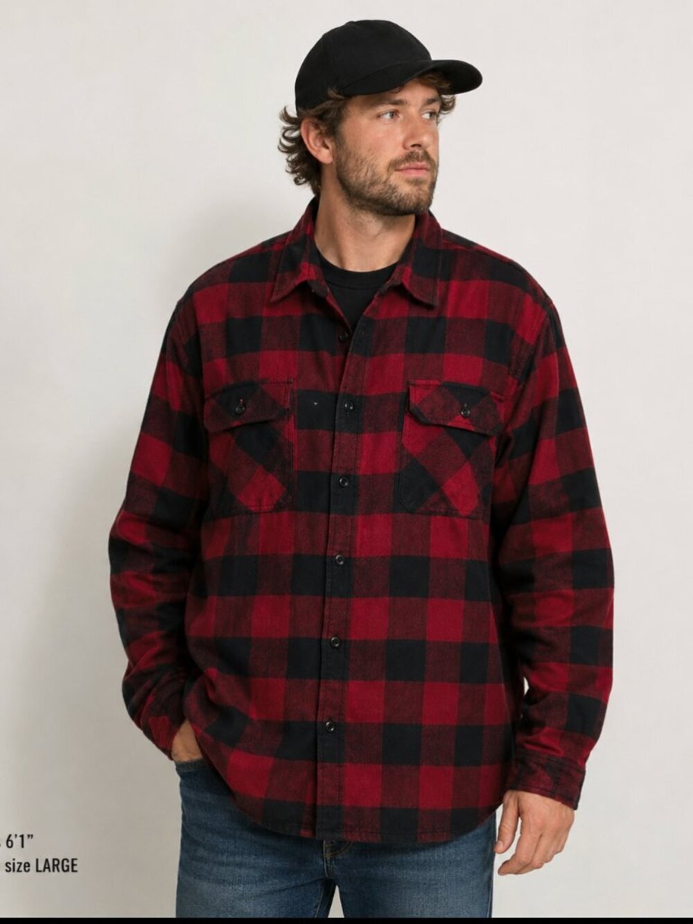 Fear Of God F.O.G Flannel Shirt Jacket Shacket Button Down Plaid Red Black Large